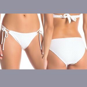 NWT $82 Robin Piccone [ Small ] Cameron Mesh Side Tie Bikini Bottoms White #T786